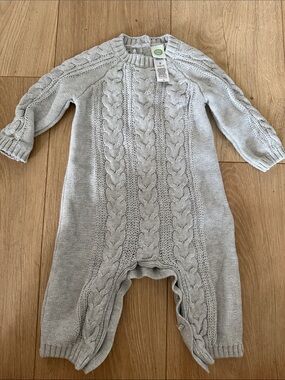 Little Me 9M Cable Knit One-Piece Romper - Light Gray